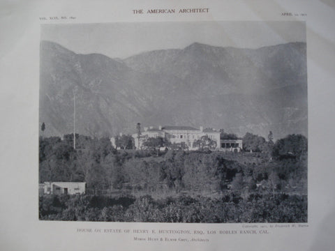 House on the Estate of Henry E. Huntington, Esq., Los Robles Ranch, CA, 1911, Myron Hunt & Elmer Grey