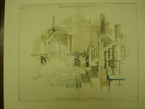 Staircase-Hall at the House of Dr. W. S. Bryant , Boston, MA, 1895, William Y. Peters