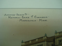 Accepted Design for the National Bank of Commerce , Minneapolis, MN, 1887, H. W. Jones