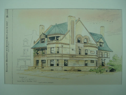 Residence of Mr. F. L. Babbott in Lincoln Place, Brooklyn, NY, 1887, Lamb & Rich