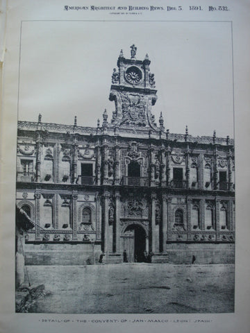 Detail of the Convent of San Marco , Leon, Spain, EUR, 1891, Unknown
