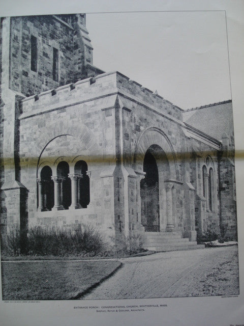 Entrance Porch: Congregational Church , Whitinsville, MA, 1903, Shepley, Rutan & Coolidge