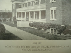 State Asylum for the Chronic Insane, Wernersville, PA, 1911, Rankin, Kellogg & Crane