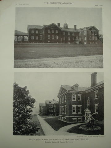 State Asylum for the Chronic Insane , Wernersville, PA, 1911, Rankin, Kellogg & Crane