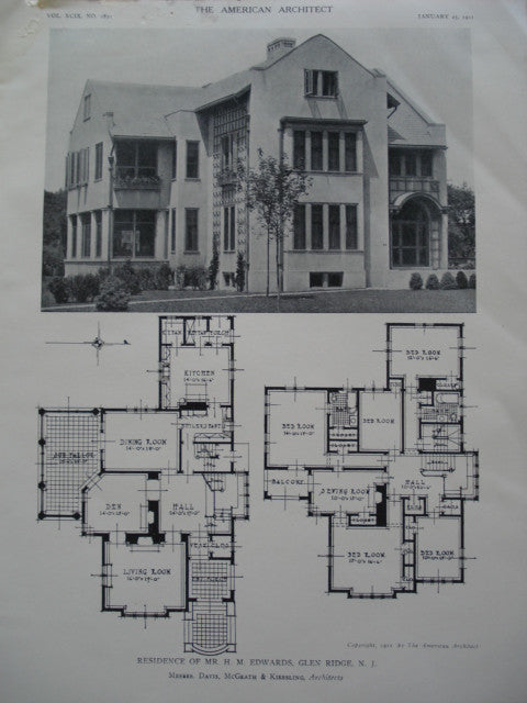 Residence of Mr. H.M. Edwards, Glen Ridge, NJ, 1911, Davis, McGrath & Kiessling