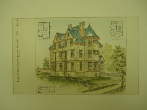 House on High St. for Mr. C. L. Carrington, Newark, NJ, 1885, Van Campen Taylor