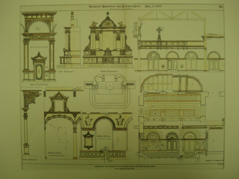Details of the Church of the Sacred Heart , Newton Centre, MA, 1900, W. H. McGinty