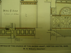Details of the Church of the Sacred Heart , Newton Centre, MA, 1900, W. H. McGinty