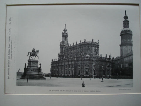 Hofkirche and the Statue of King John of Saxony , Dresden, Saxony, EUR, 1891, Unknown