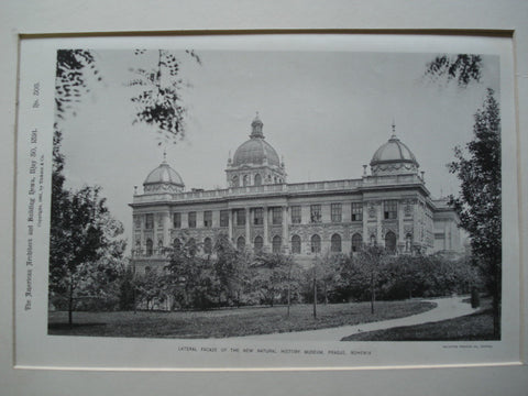 Lateral Facade of the New Natural History Museum , Prague, Bohemia, EUR, 1890, Unknown