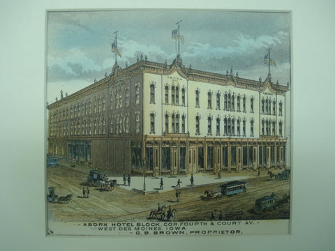 Adorn Hotel Block on the Corner of Fourth & Court Ave., West Des Moines, IA, 1875, Unknown