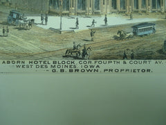 Adorn Hotel Block on the Corner of Fourth & Court Ave., West Des Moines, IA, 1875, Unknown