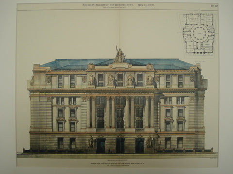 Design for the United States Custom House , New York, NY, 1900, H. J. Hardenbergh