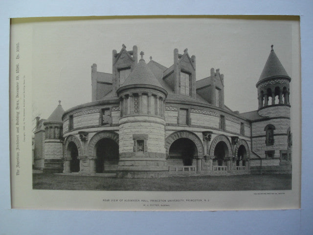 Rear View of Alexander Hall, Princeton University , Princeton, NJ, 1896, W.A. Potter