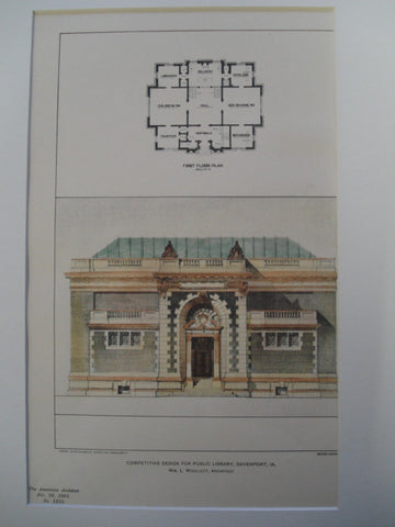 Competitive Design for the Public Library , Davenport, IA, 1901, Wm. L. Woollett