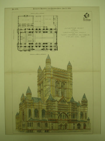 Competitive Design for the Church, Clergy-House and Schools for the Trinity Corporation , New York, NY, 1889, W. Halsey Wood