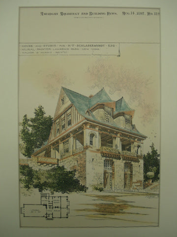 House and Studio for H. T. Schladermundt , Lawrence Park, NY, 1897, Walker & Morris