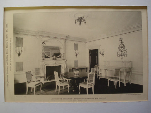 Ladies' Private Dining-Room: Metropolitan Club-House , New York, NY, 1896, McKim, Mead & White