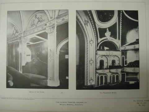 Detail of the Foyer and the Proscenium Boxes in the Illinois Theatre , Chicago, IL, 1901, Wilson & Marshall