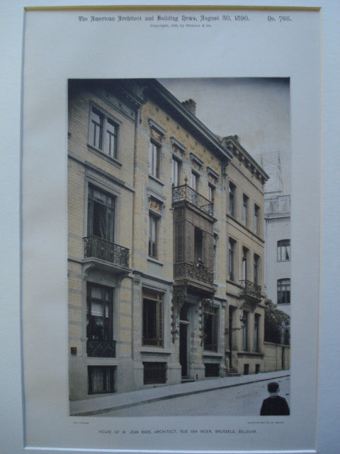 House of M. Jean Baes, Architect, on the Rue van Moer , Brussels, Belgium, EUR, 1890, Unknown