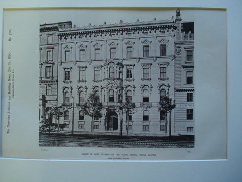 House of Herr Sturany on the Schottenring , Vienna, Austria, EUR, 1890, Herr Sturany