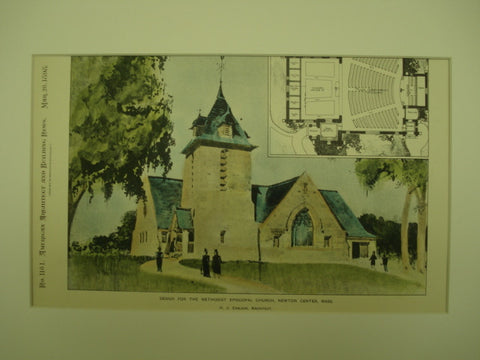 Methodist Episcopal Church , Newton Center, MA, 1898, H. J. Carlson