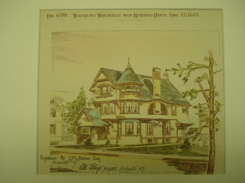House for J. M. Davis, Esq., Rochester, NY, 1889, Otto Block