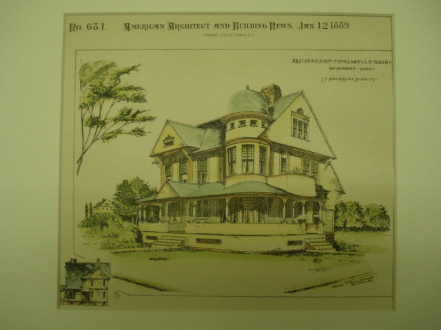 Residence of Mrs. Isabelle Nash , Bridgeport, CT, 1889, T. Beardsley, Jr.