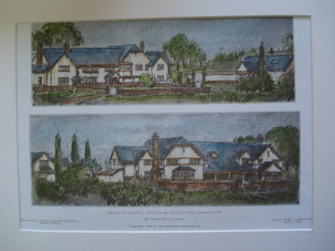 Preliminary Sketches of the House for Mr. Maxwell Wyeth , Rosemount, PA, 1908, Wilson Eyre