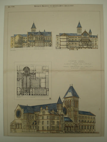 Competitive Design for Church, Clergy House and Schools for the Trinity Corporation, New York, NY, 1889, R. M. Hunt