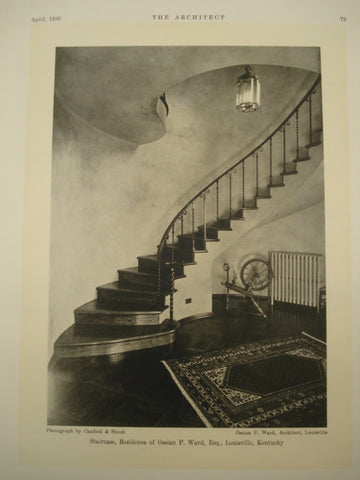 Staircase of the Residence of Ossain P. Ward , Louisville, KY, 1930, Ossain P. Ward