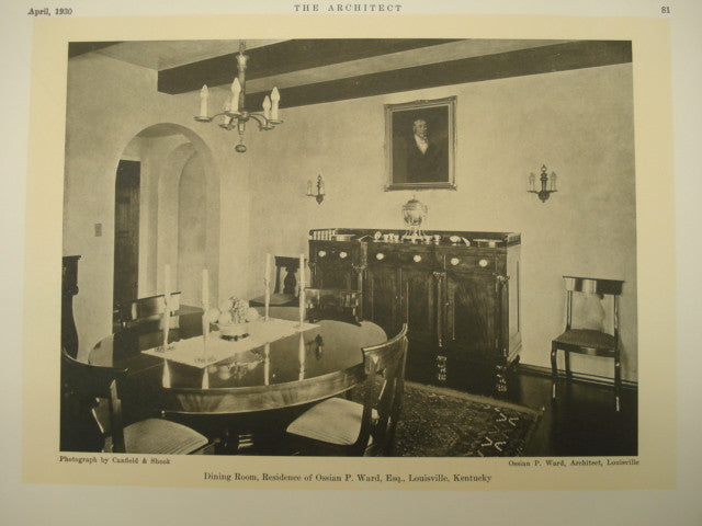 Dining Room in the Residence of Ossain P. Ward , Louisville, KY, 1930, Ossain P. Ward