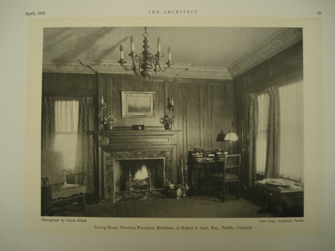 Living Room in the Residence of Robert S. Gast, Esq., Pubelo, CO, 1930, John Gray