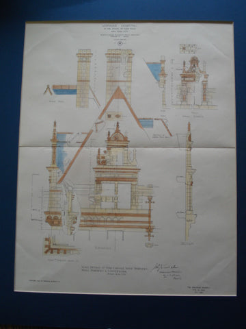 Scale Details of Main Cornice, Wing Dormers, Small Dormers & Copperwork in the Womans Hospital, New York, NY, 1904, Unknown