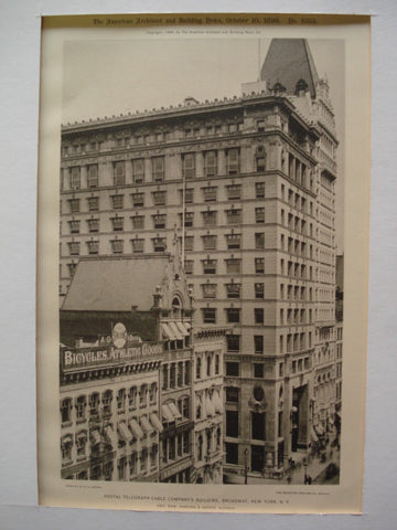 Postal Telegraph-Cable Company's Building on Broadway , New York, NY, 1896, Geo. Edw. Harding & Gooch