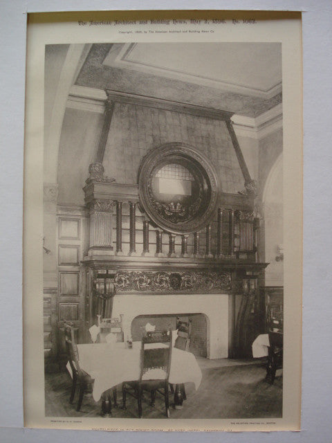 Mantelpiece in the Dining-Room of the De Soto Hotel , Savannah, GA, 1896, William G. Preston