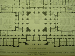 Design for the Minnesota State-House , St. Paul, MN, 1897, Cyrus K. Dean