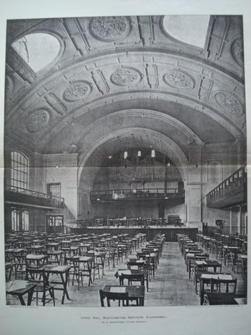 Large Hall: Northampton Institute , Clerkenwell, England, UK, 1898, Ed. W. Mountford