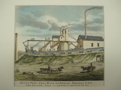 South Park Coal Mine of Wesley Redhead & Co., Des Moines, IA, 1875, Unknown