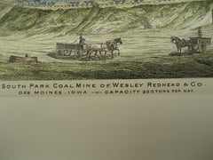 South Park Coal Mine of Wesley Redhead & Co., Des Moines, IA, 1875, Unknown