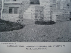 Entrance Porch: House of J.J. Rogers, Esq., Wyncote, PA, 1903, Adin B. Lacey