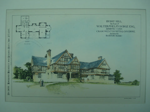Bushy Hill, the Seat of Walter Phelps Dodge, Esq., Simbury, CT, 1893, Cram, Wentworth & Goodhue
