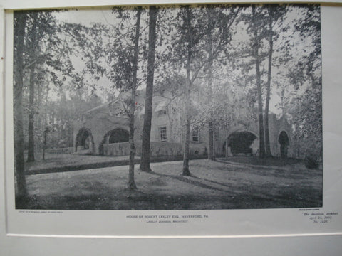 House of Robert Lesley, Esq., Haverford, PA, 1903, Lindley Johnson