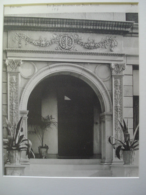 Entrance to Residence of John A. Lynch , Chicago, IL, 1890, Jenney & Mundie