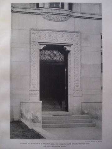 Doorway to the House of T.E. Proctor, Esq. in 273 Commonwealth Avenue , Boston, MA, 1893, Hartwell & Richardson