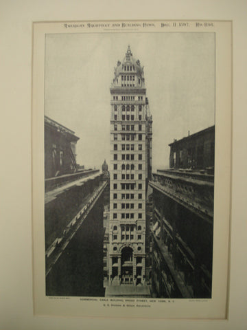 Commercial Cable Building on Broad Street , New York, NY, 1897, G.E. Harding & Gooch