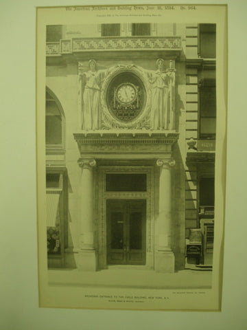 Commercial Cable Building Broadway Entrance , New York, NY, 1894, McKim, Mead & White