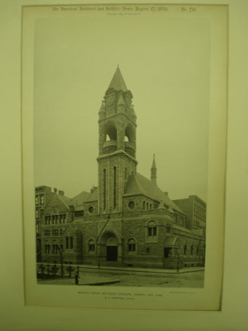 Madison Avenue Methodist Episcopal Church , New York, NY, 1889, R.H. Robertson
