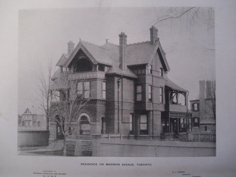 Residence on Madison Avenue , Toronto, CAN, 1891, E.J. Lennox