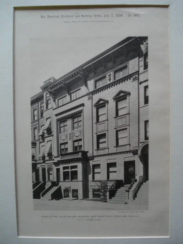 Houses of Mrs. Miller and Mrs. McGucken on West Seventy-Sixth Street , New York, NY, 1894, C.P.H. Gilbert